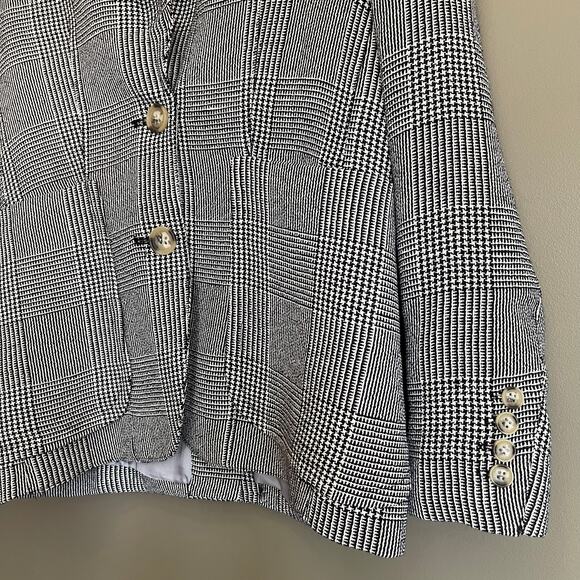 Smythe Portrait Neck Blazer in Prince of Wales Black White Plaid Size 6 Academia - Picture 10 of 16